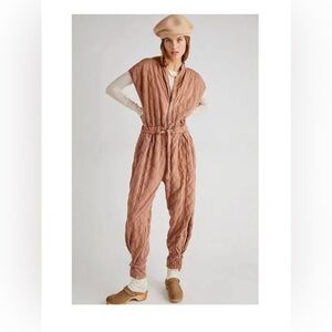 Free People - Quilted Tan Jumpsuit